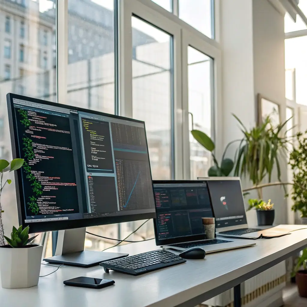 A person coding on a computer.